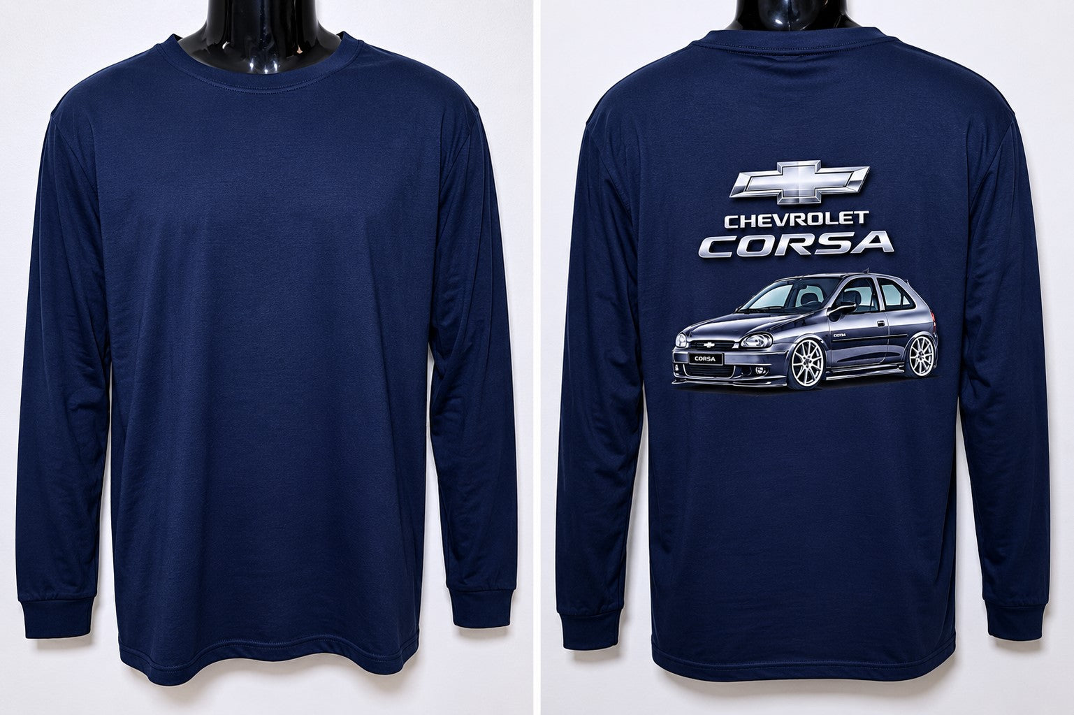 Polera Azul Marino Personalizada Manga Larga Talla L - 20% Descuento