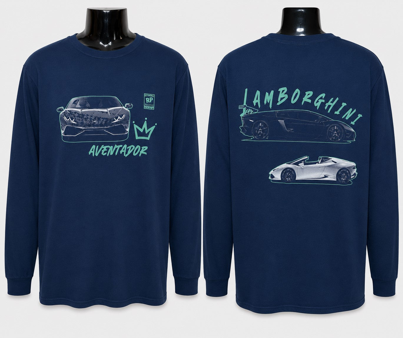 Polera Azul Marino Personalizada Manga Larga Talla XL - 20% Descuento